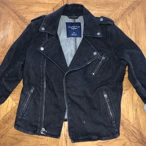 Black denim American Eagle Moto jacket